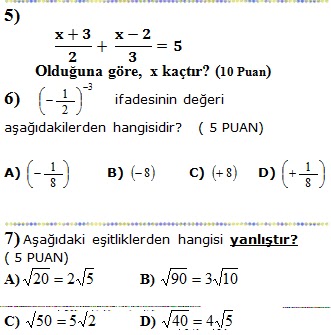 8. Sinif Matematik 1. Dönem 3. Yazılı Soruları İndir - Ödevvar,oguz