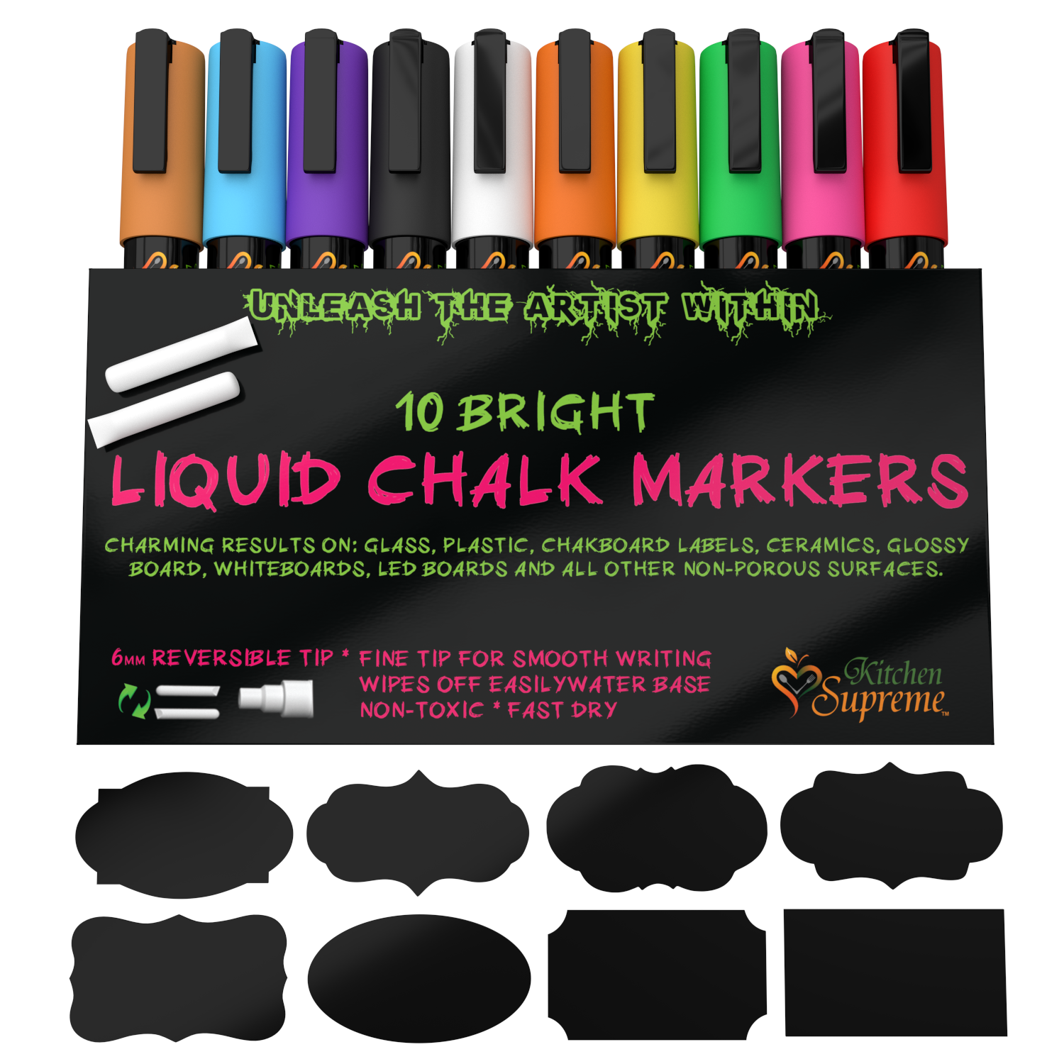 Butterfly Acres Liquid Chalk Markers Bundle w/ Chalkboard Labels