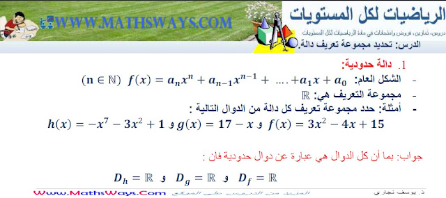 مجموعة تعريف دالة حدودية