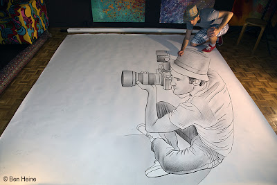 Ben Heine Self Portrait - Pencil Vs Camera 73 In Progress - Drawing Photography - 3D Art - 2013