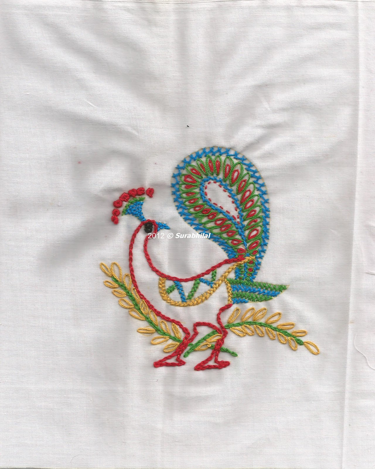 58+ Peacock Chain Stitch Embroidery Designs JPG Pictures