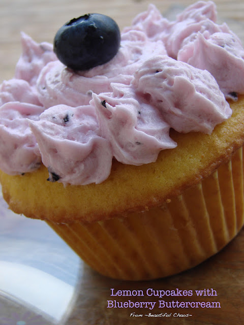 Beautiful Chaos: Lemon Cupcakes with Blueberry Buttercream