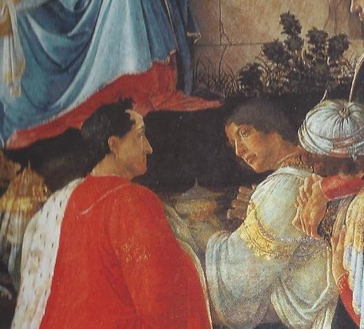 ¿Quiénes son los personajes del cuadro 'La adoración de los Reyes Magos'? Sandro Boticelli, 1475 Pedro+y+juan+de+medici