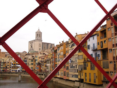 Girona cathedral and Les Cases de L'Onyar Girona cathedral and Les Cases de L'Onyar