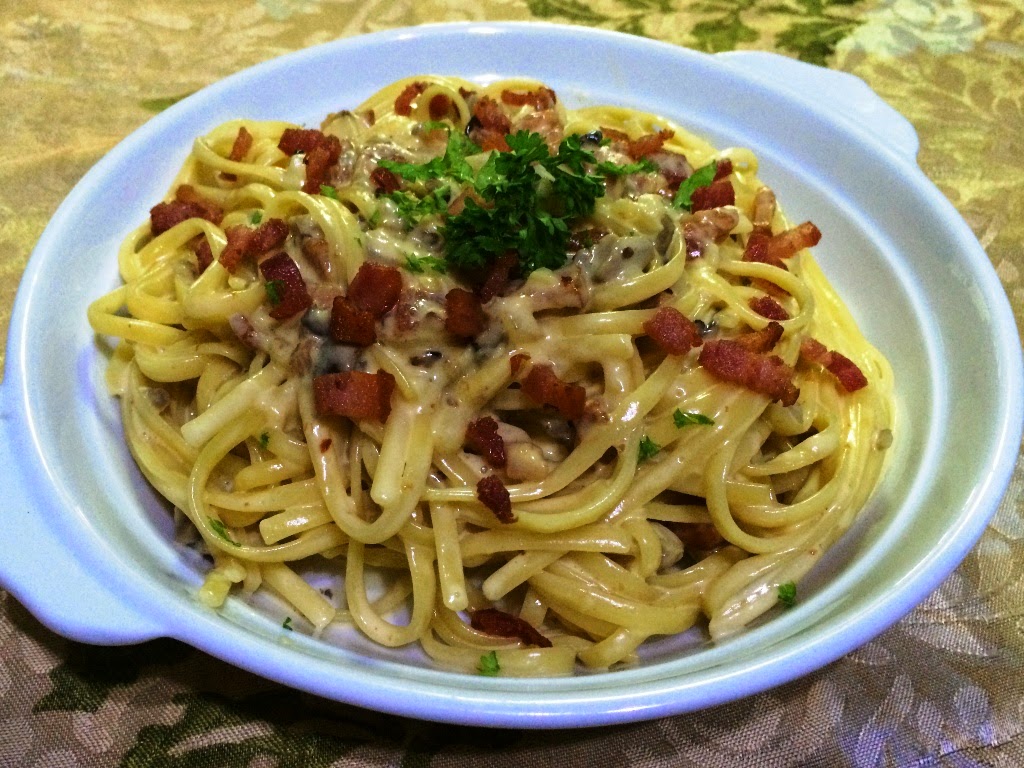 Bacon and Mushroom Carbonara Recipe My Tummy Craves!