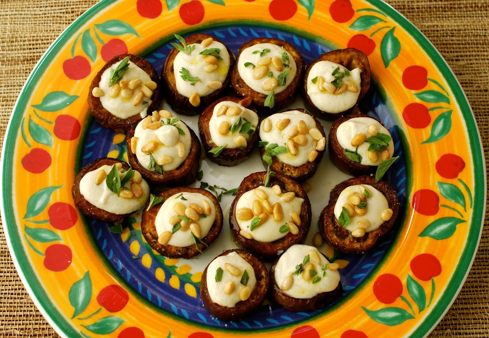 Cooking with Larue Roasted Eggplant with Goat Cheese, Tahini & Pine Nuts
