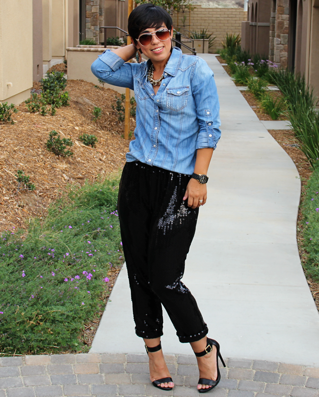 Fashion, Lifestyle, and DIY: OOTD: DIY Sequin Pants! Look At Me I'm  Sparkling