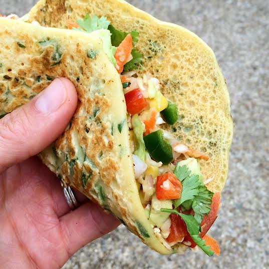 Raising kids to love simple, whole foods Chickpea tortillas with spinach