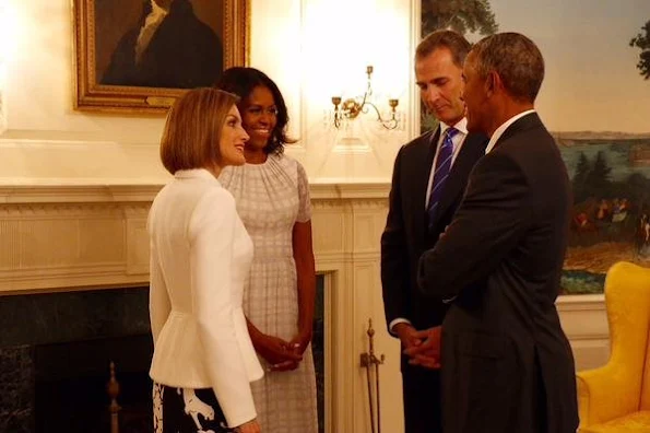 Queen Letizia of Spain meets with US First Lady Michelle Obama at the White House in Washington, DC, USA, Michelle Obama welcomed Queen Letizia to the White House