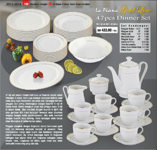 syarikat menang glassware kuantan Set Pinggan Mangkuk La Piana