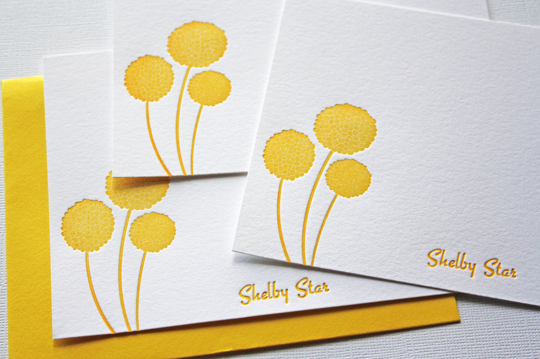 Aloha Letterpress Personalized Letterpress Billy Buttons Stationery