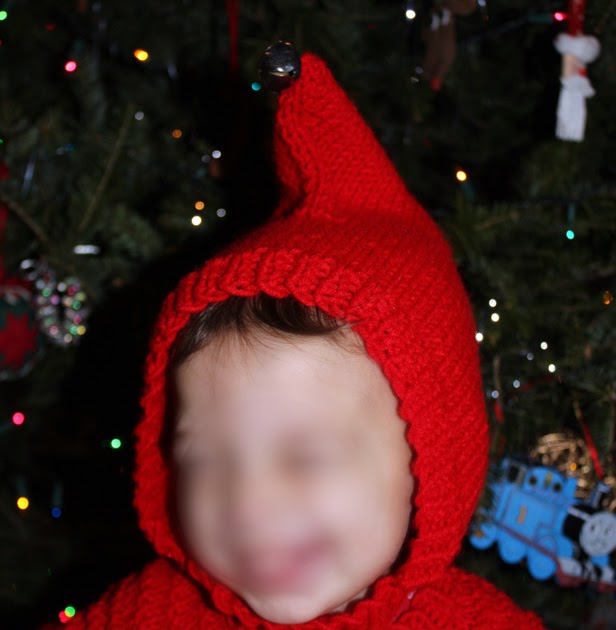 Mommy's Apron Strings Red Baby Boy Sweater and Pixie Hat...Finished!