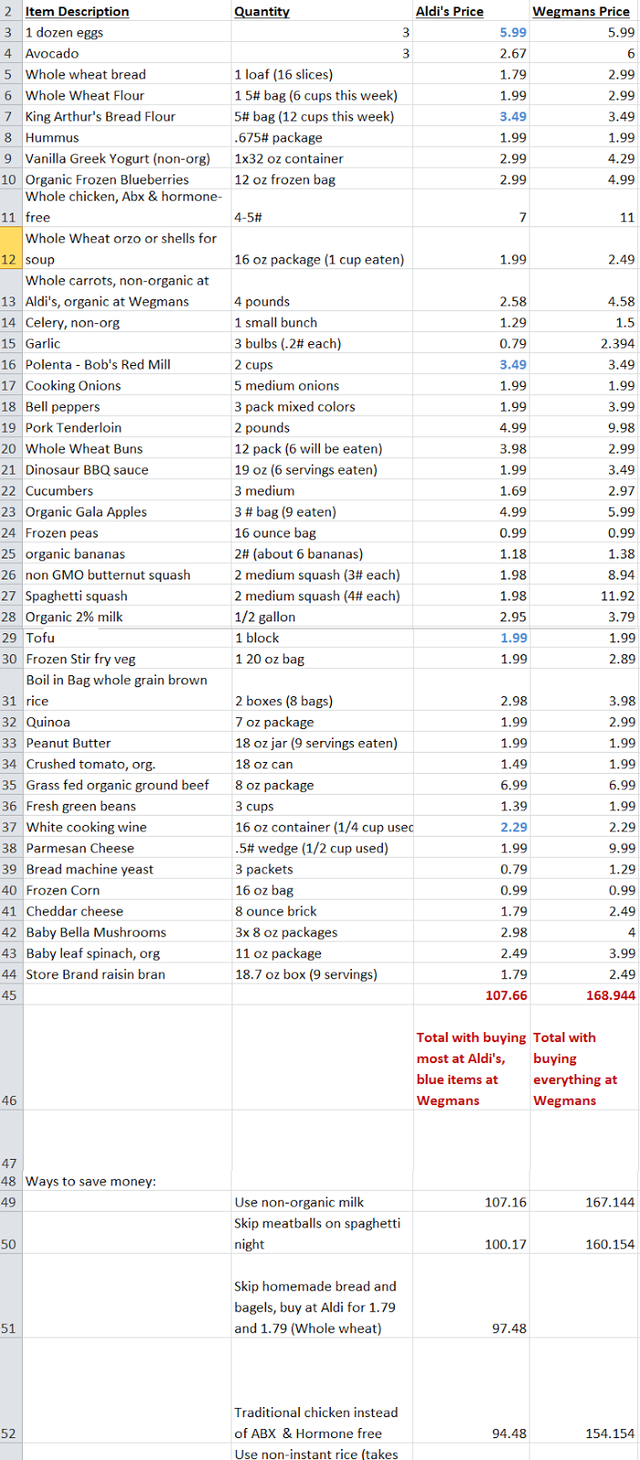 Oatmeal Life Food budget project