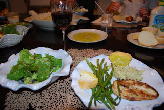 Family Dinner Salad Asparagus Chicken Crab