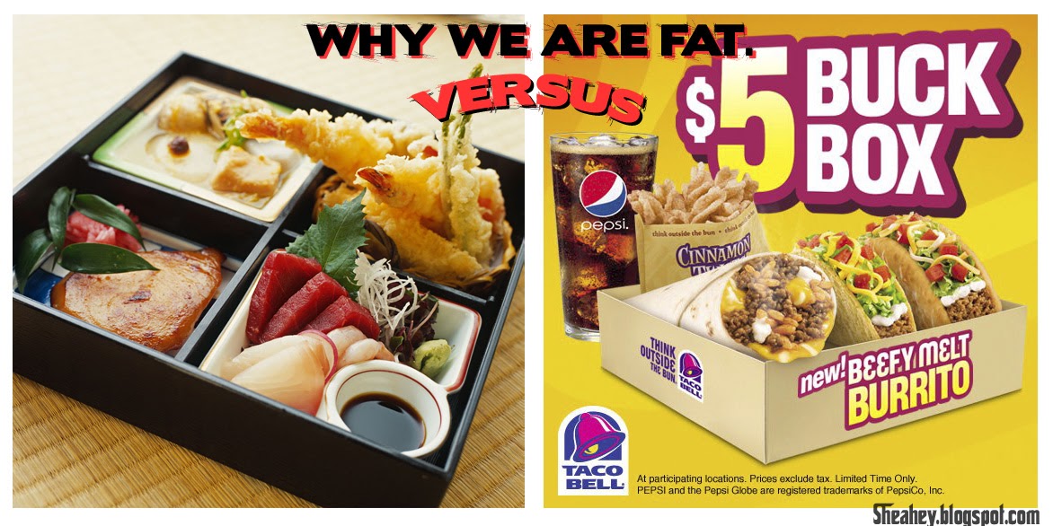 Shey Hey Why We Are Fat Taco Bell 5 Box Versus a Bento Box aka