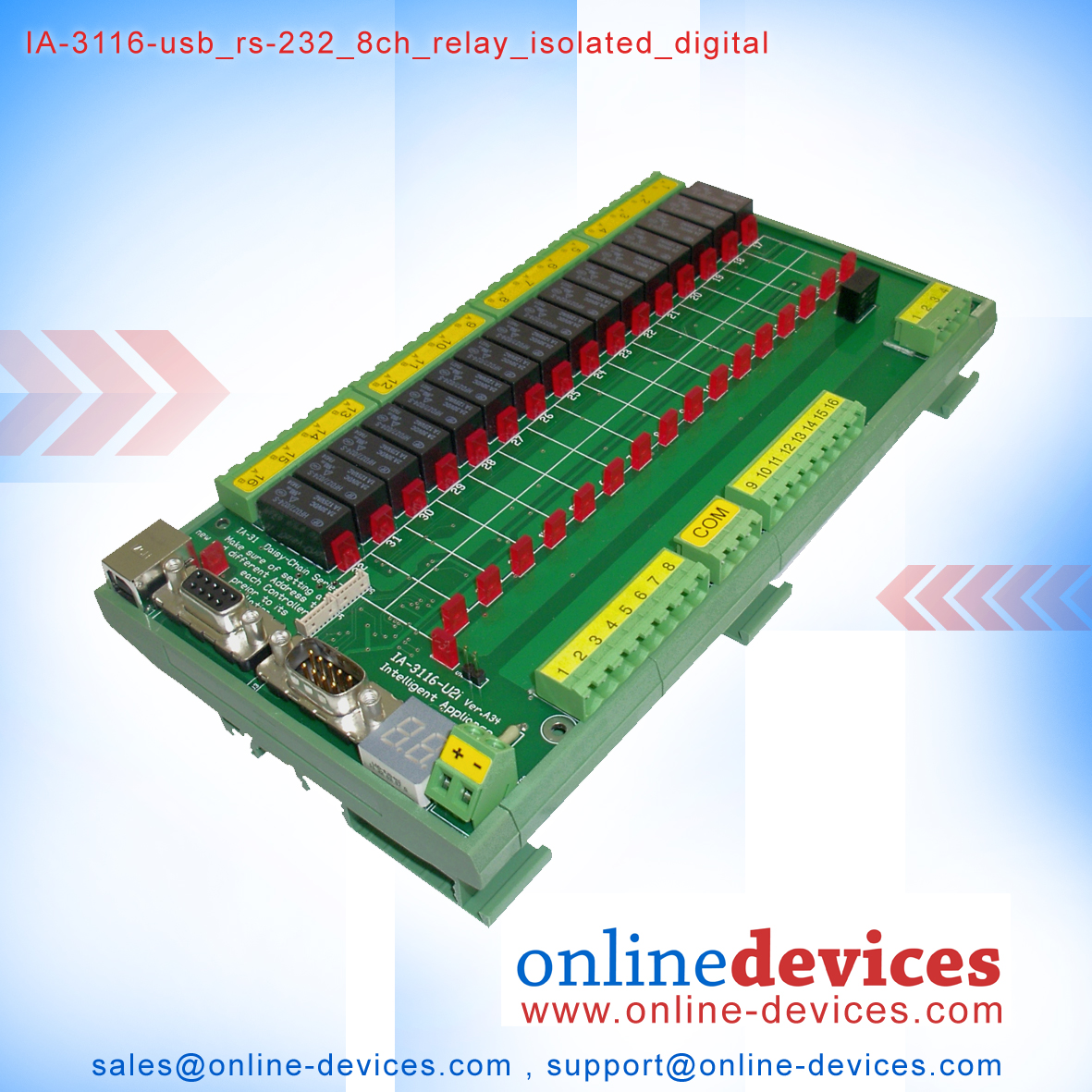 Industrial Automation IA3133U2i the new Dual / Quad Pole, 32ch Multiplexer, USB and RS232