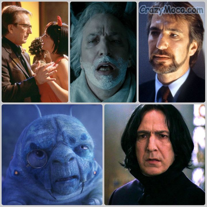 Alan Rickman 上左:真愛至上上中:理發師陶德上右:虎膽龍威下左:愛麗絲夢遊仙境(配音,當然也在創造動畫形象時模仿了其麵容)下右:哈利波特係列 Alan Rickman 上左:真愛至上上中:理發師陶德上右:虎膽龍威下左:愛麗絲夢遊仙境(配音,當然也在創造動畫形象時模仿了其麵容)下右:哈利波特係列