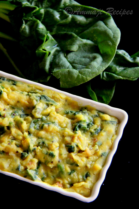 Palakura Pesara Pappu Spinach Moong Dal Fry Indian Food Recipes