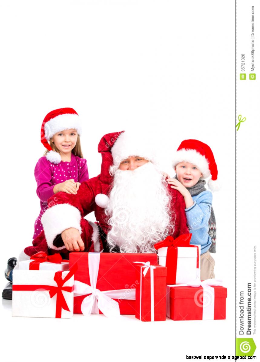 Old Santa Claus Surrounded Kids And Presents Royalty Free Stock Old Santa Claus Surrounded Kids And Presents Royalty Free Stock