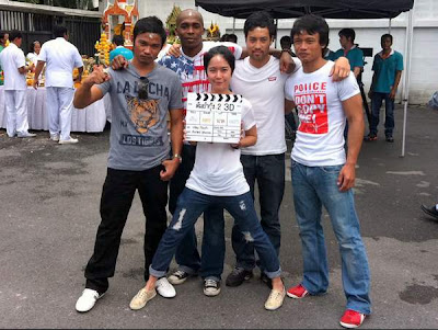 The cast of Tom-Yum-Goong 2, from left, Tony Jaa, Marrese Crump, Jija Yanin, Kazu Patrick Tang and Dan Chupong.