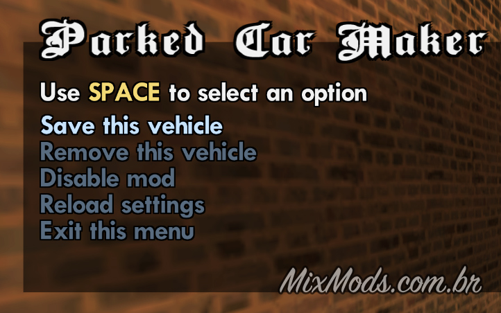 Parked Car Maker (criar carros estacionados com .ini) - MixMods