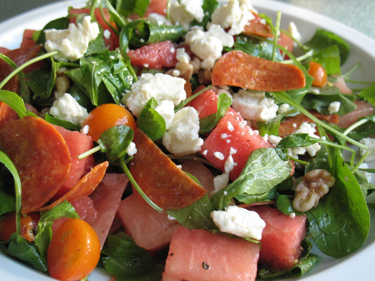 Cook In / Dine Out WatermelonPepperoni salad