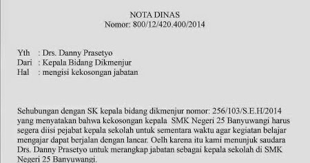 Contoh Surat Dinas Memo Dan Nota Dinas Suratmenyurat Net