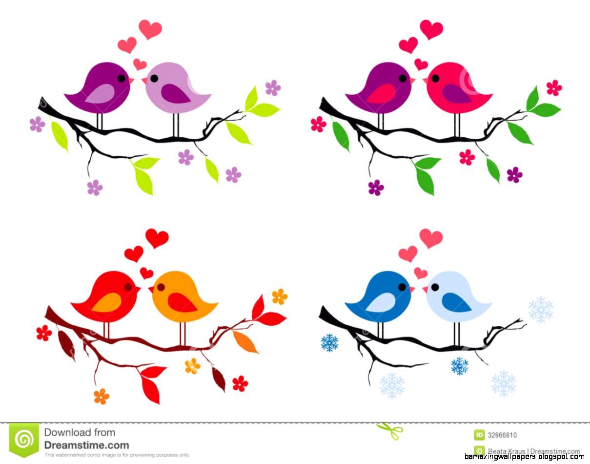 Cute Birds With Red Hearts On Tree Vector Set Stock Photo   Image Cute Birds With Red Hearts On Tree Vector Set Stock Photo   Image