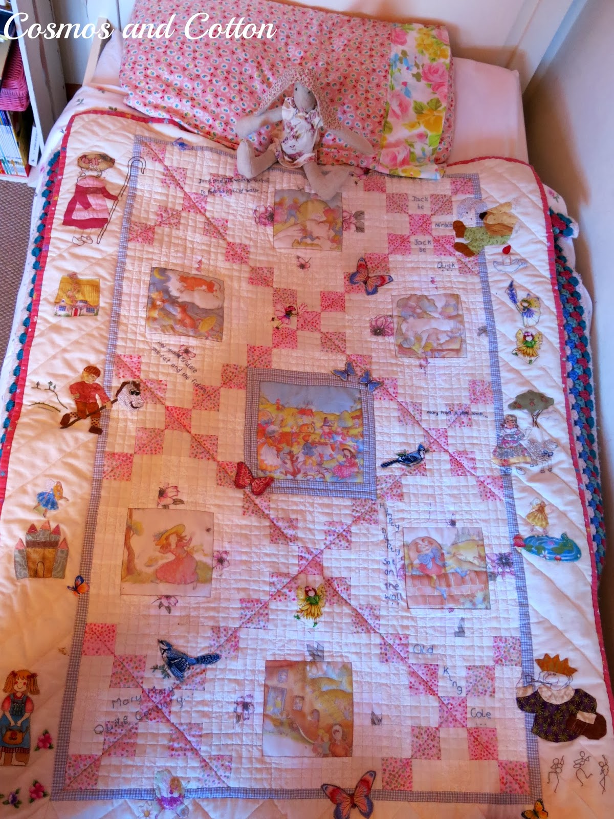 Cosmos and Cotton Nursery Rhyme Quilt