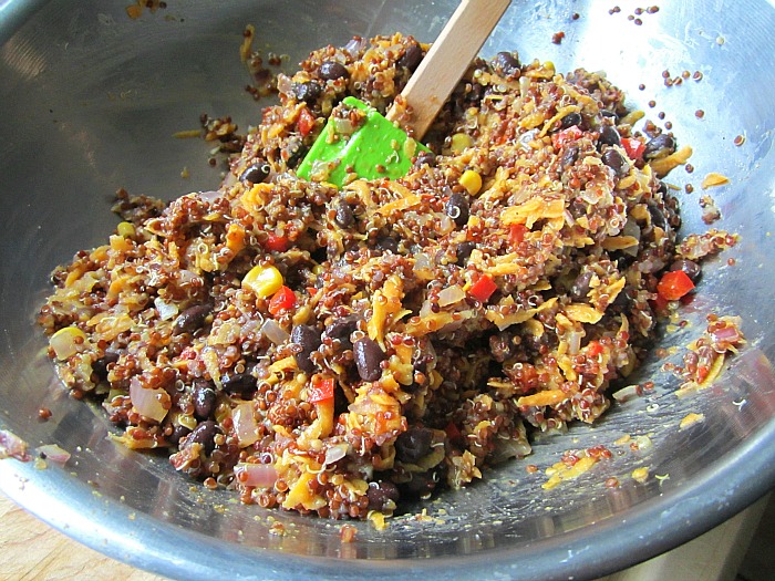 Sweet Potato w/ Quinoa & Black Bean Cakes