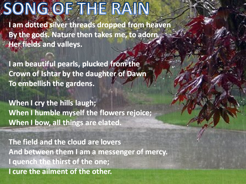 NCERT SOLUTIONS SONG OF THE RAIN by KAHLIL GIBRAN NCERT QUESTION ANSWERS