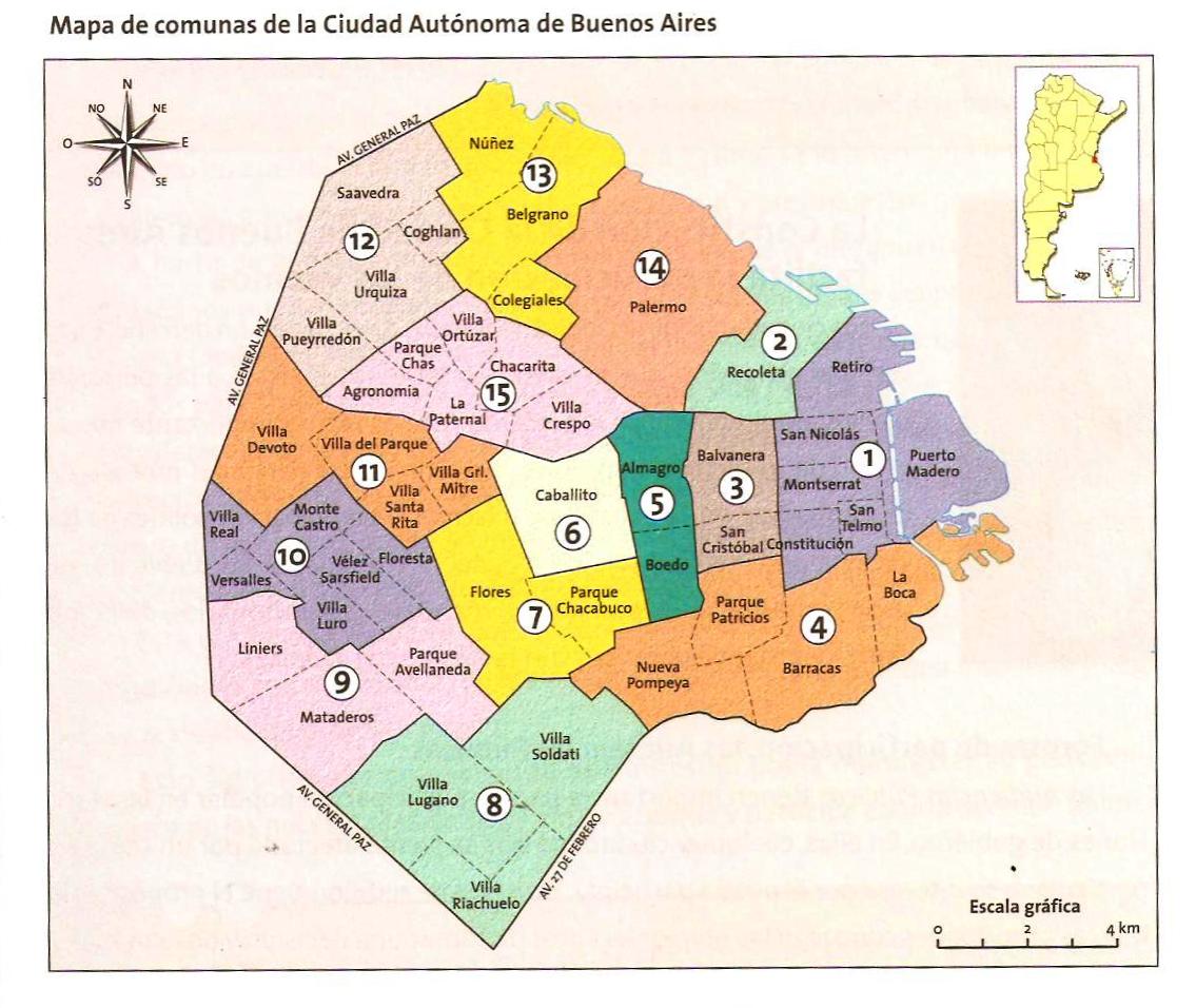 Mapa distribución de Comunas de CABA