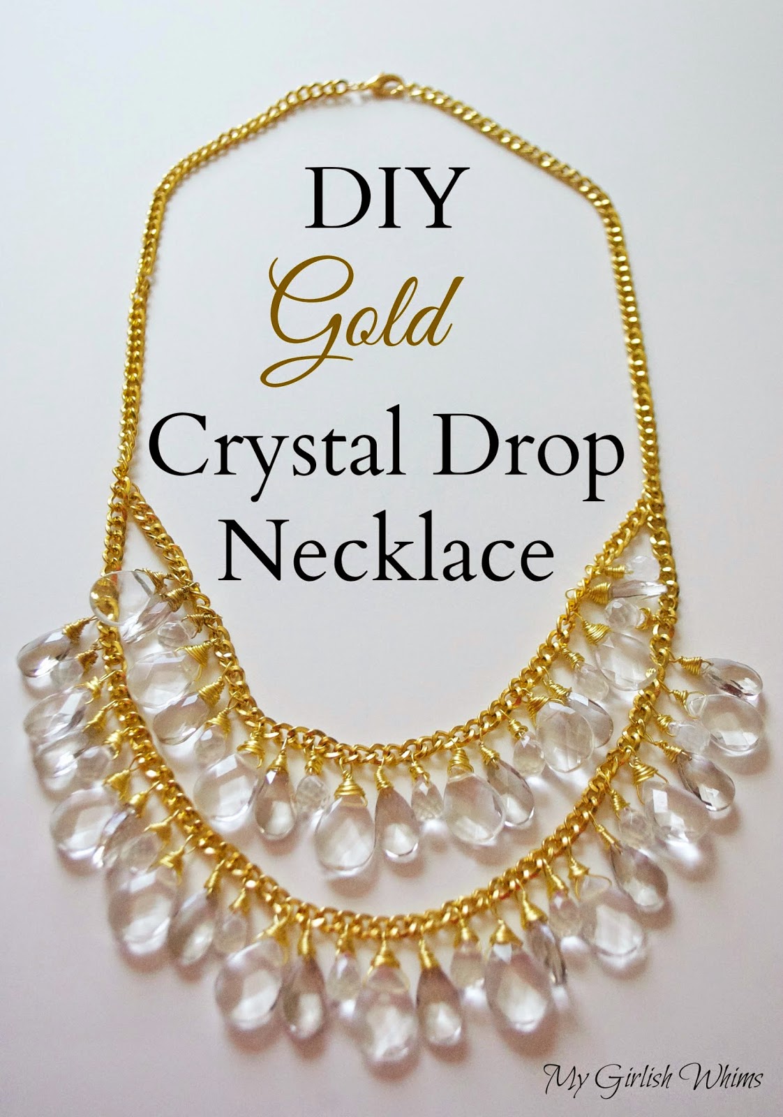 DIY Gold Crystal Drop Necklace My Girlish Whims
