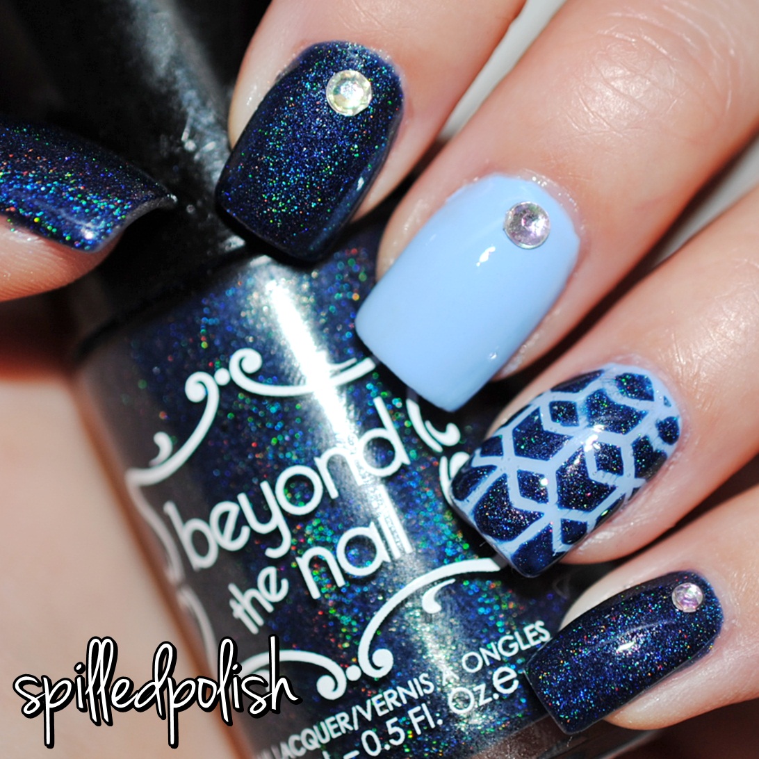 spilledpolish Blue Art Deco Nail Art