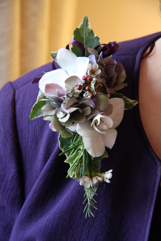 purple orchid wedding garter A Rustic Christmas Wedding at The Inn at