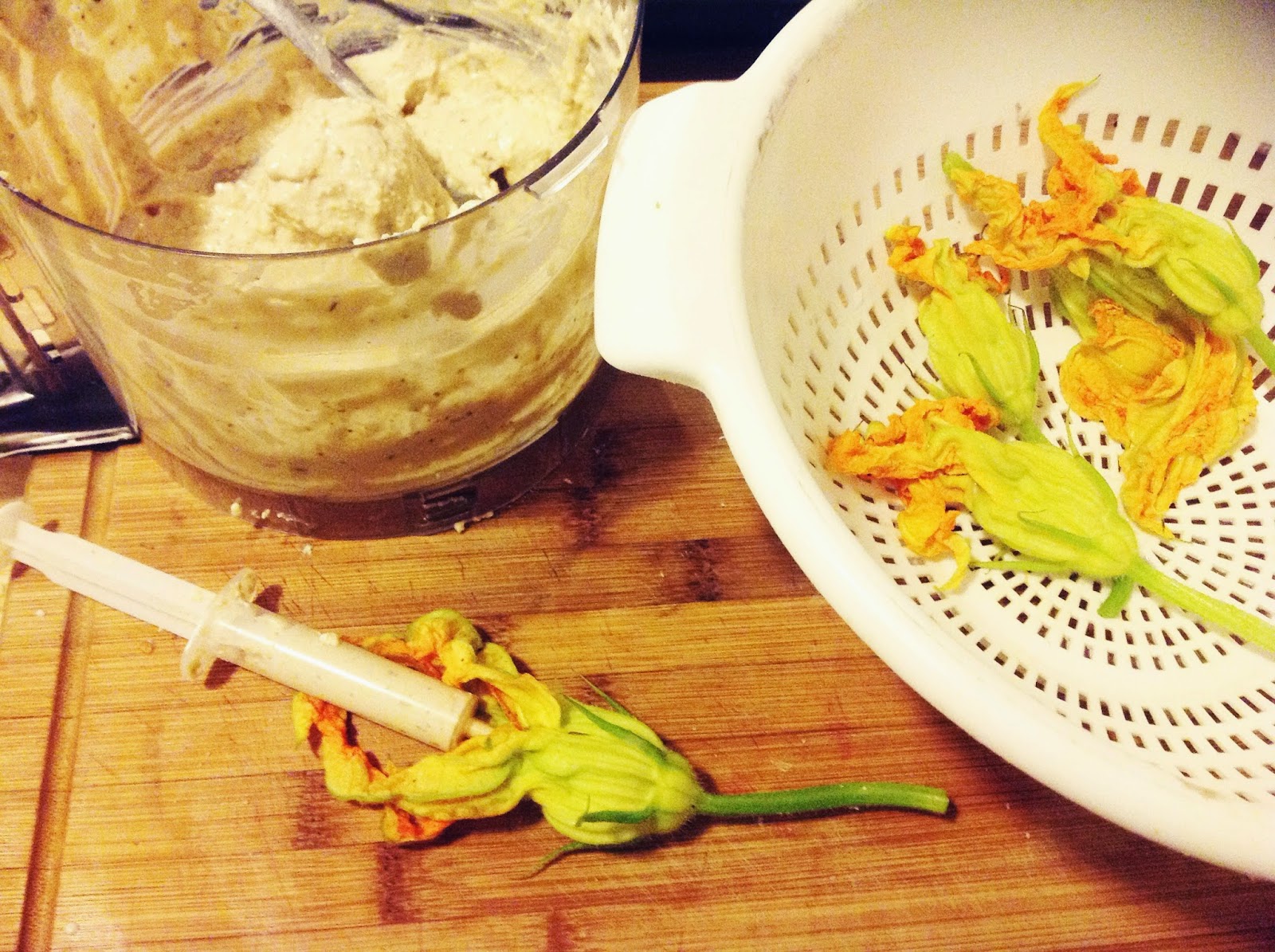 Sarah's Plantry Raid Vegan "Ricotta" Stuffed Squash Blossoms!