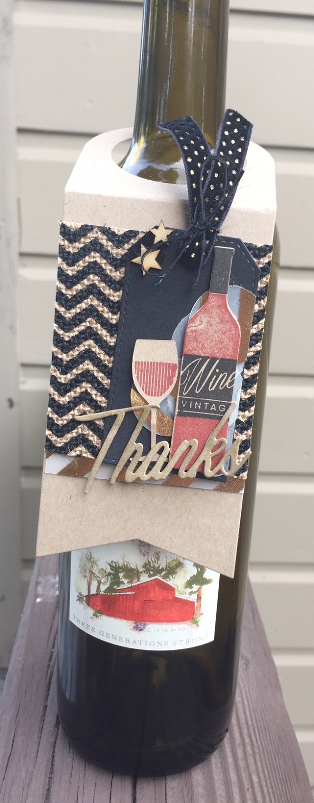 Homemade Cards by Erin thanks wine tag