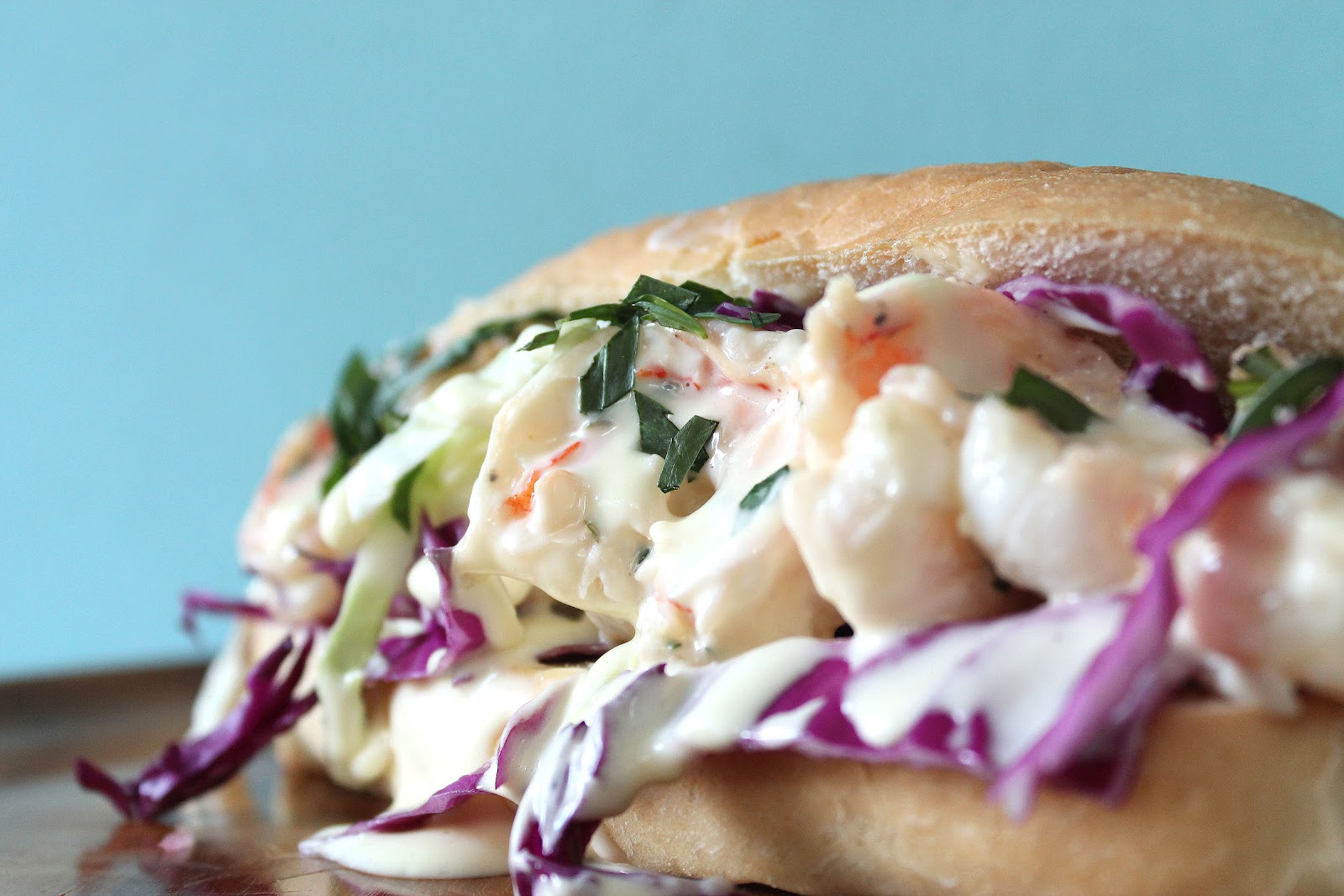 Food Nasty Jumbo Tarragon Shrimp Roll with an Orange Mayo