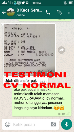 TESTIMONI PEMBELIAN KAOS SERAGAM CV NORMAL