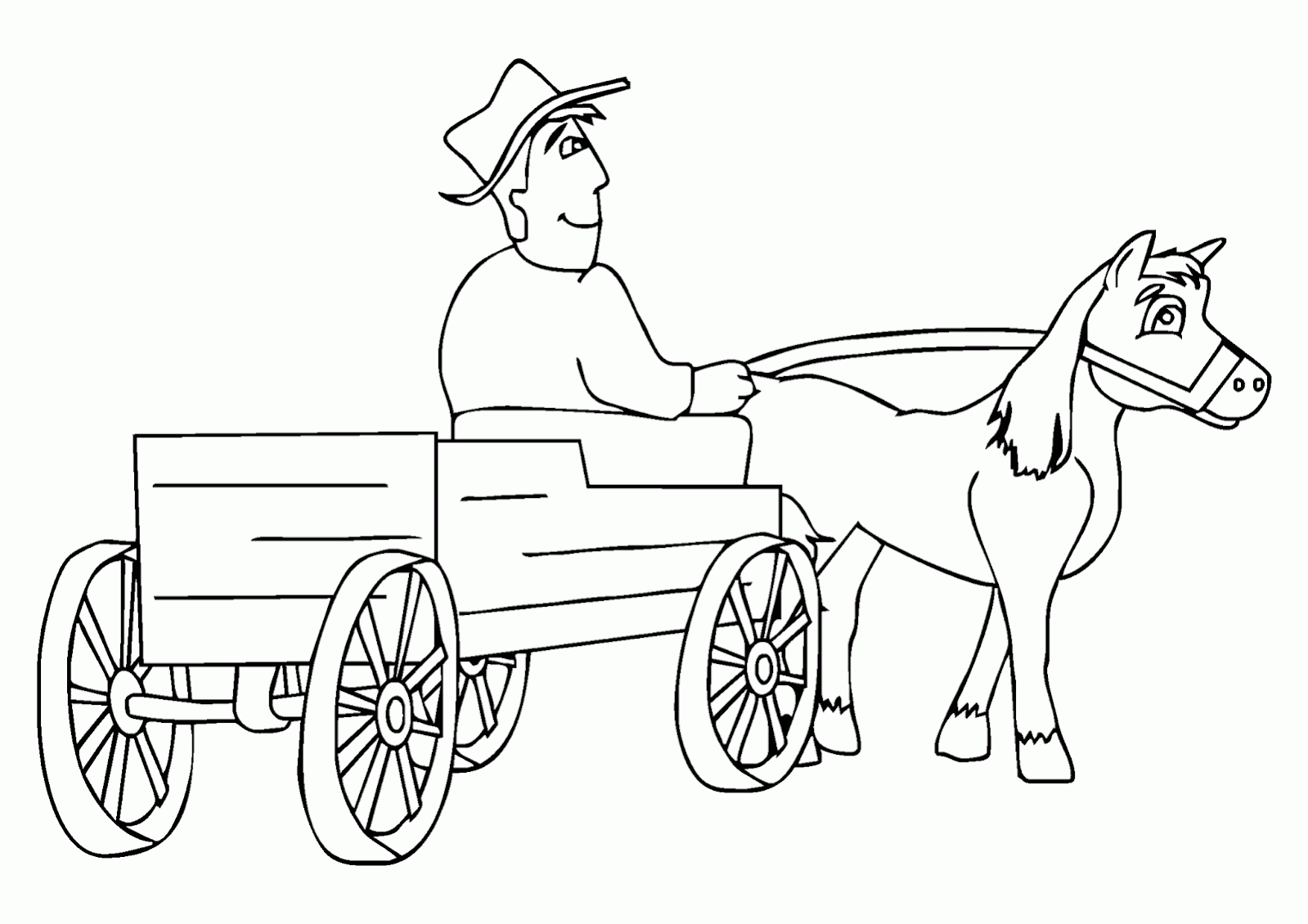 Gambar Mewarnai Kereta Kuda Petani Contoh Anak PAUD