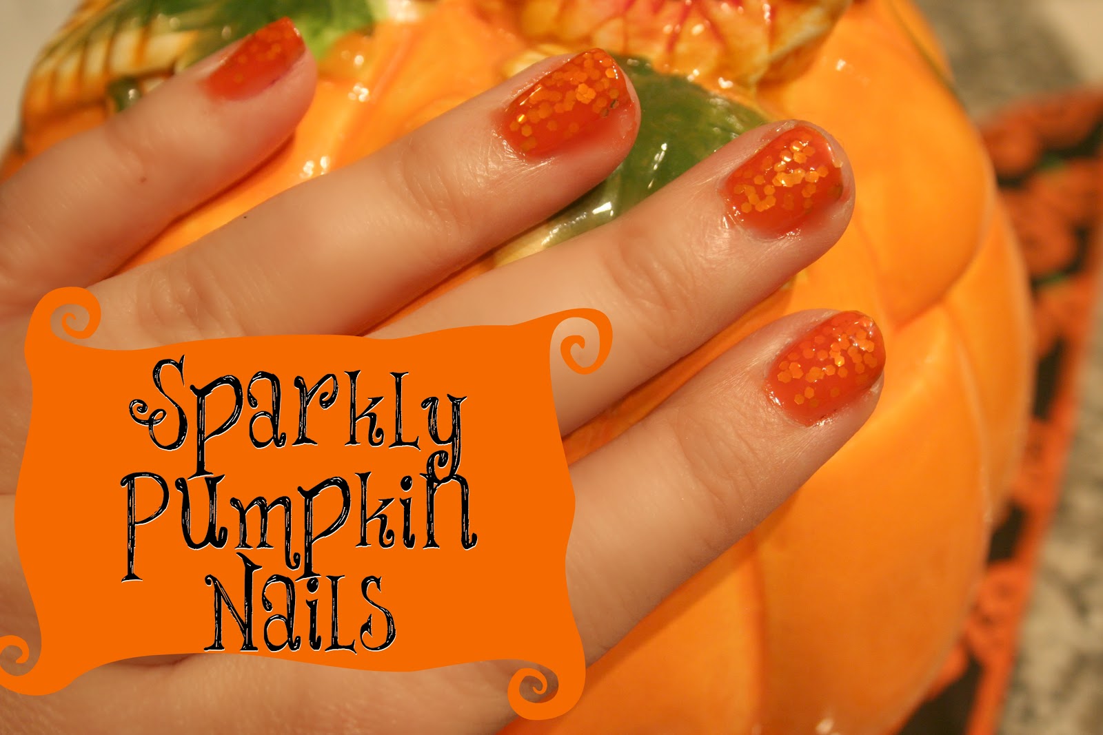 Elle Sees Beauty Blogger in Atlanta How To Sparkly Pumpkin Nails