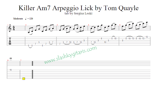 guitar lick, lick, Arpeggio, tom quayle, lydian lick, 