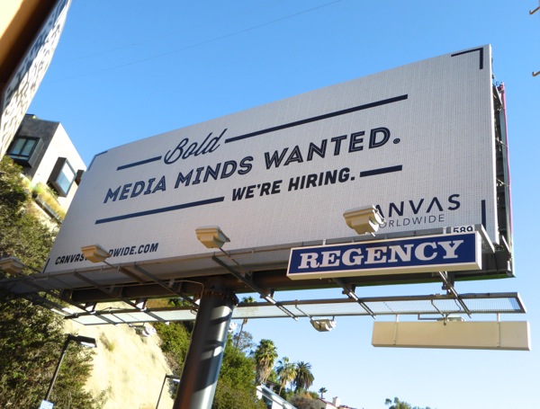 Canvas Worldwide Bold media minds wanted billboard Canvas Worldwide Bold media minds wanted billboard