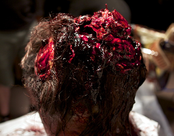A gory live scene from