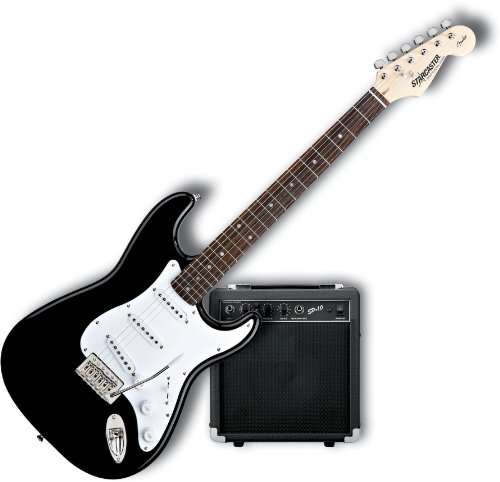Fender Starcaster Strat Electric Guitar Starter Pack, Black