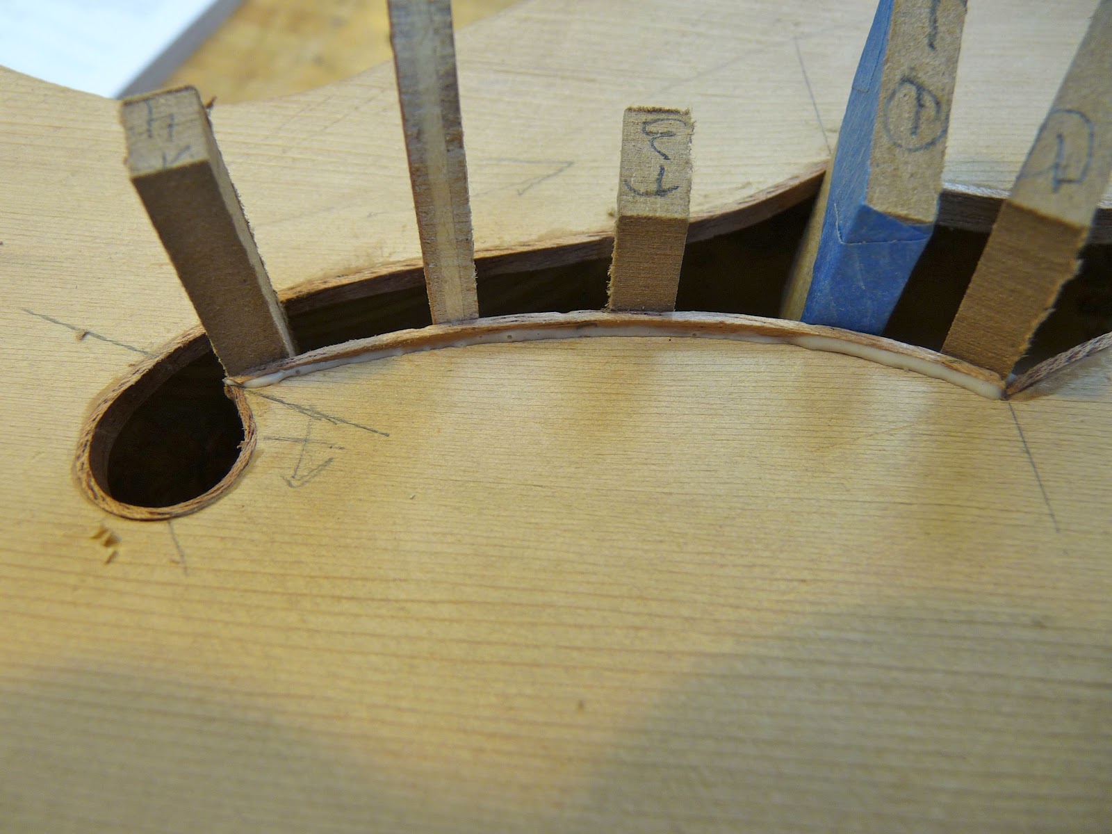 Bob's Archtop Guitar Build How I spent a week lining the Fholes