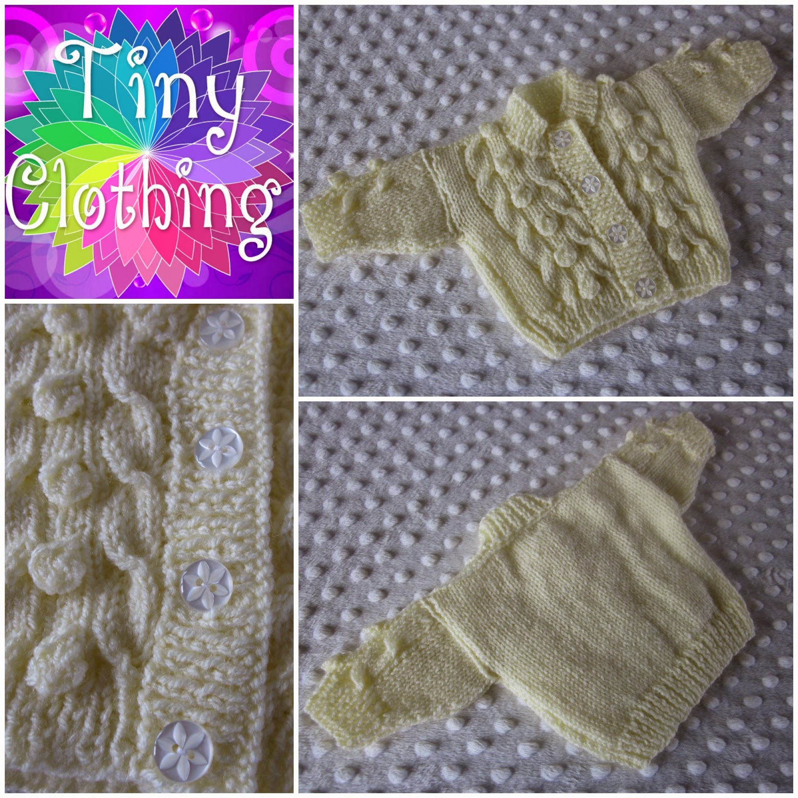 Hand Knitted Dolls Clothes: Round Neck Bobble Cardigan