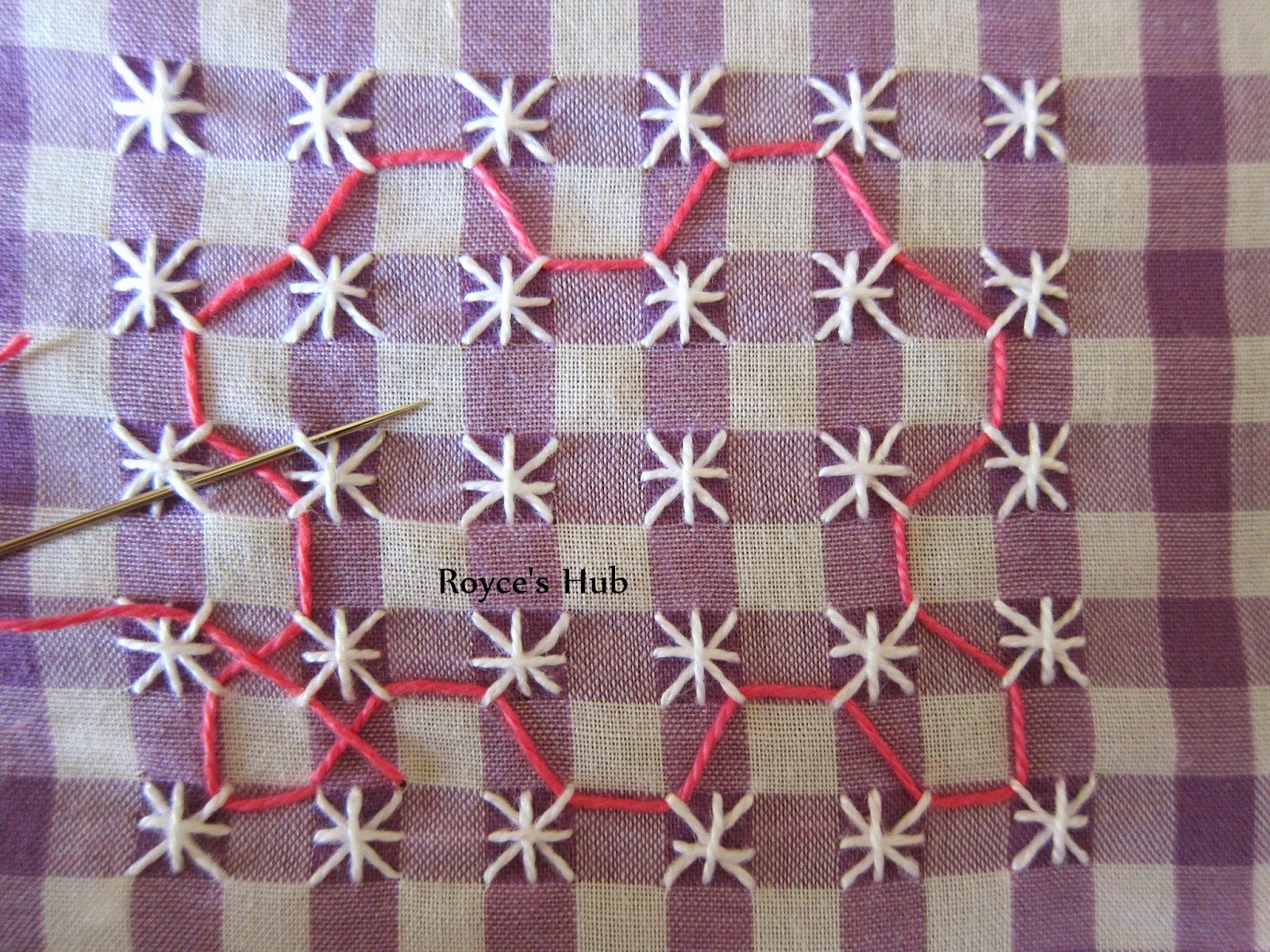Royces hub gingham jessecmault  ribbon lace stitch