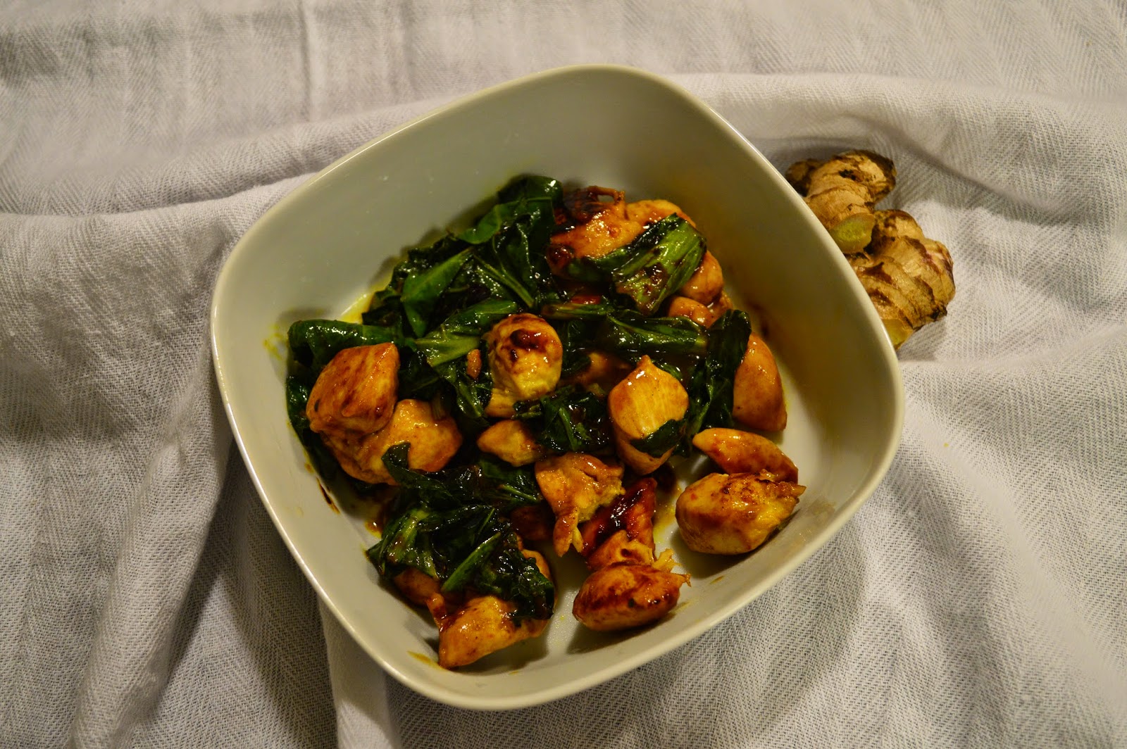 Mint and Mimosas 314 Chicken & Kale Stir Fry for One, By V