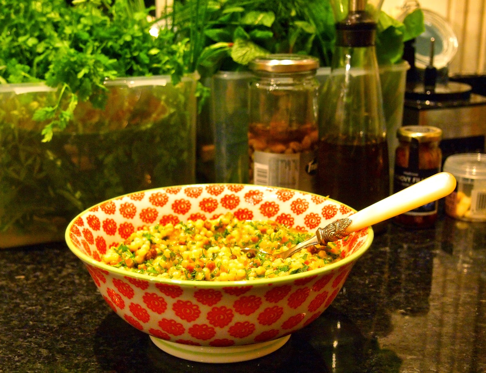 The Renaissance Girl Cooks... Fregola Sarda, with a Salsa Verde Dressing